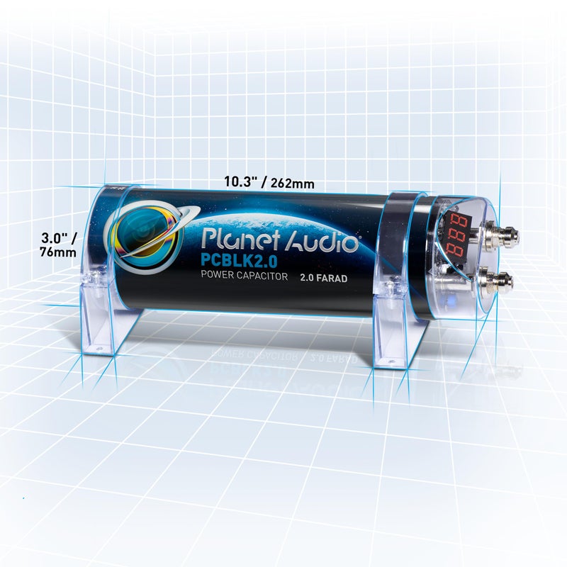 Planet Audio PCBLK2.0 Car Capacitor - 2 Farad, Energy Storage, Enhance Bass from Stereo, Warning Tones, LED Voltage Meter - Image 4